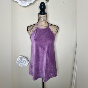 NTM: MTS Lucky One Velvet Feel Beautiful Lavender Ribbed Halter Tank Top Sz XS